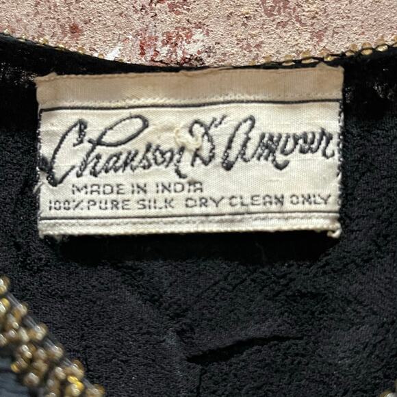 Vintage Chanson D'Amour Sequin Butterly Dolman Sleeve Cropped Top - Picture 4 of 8